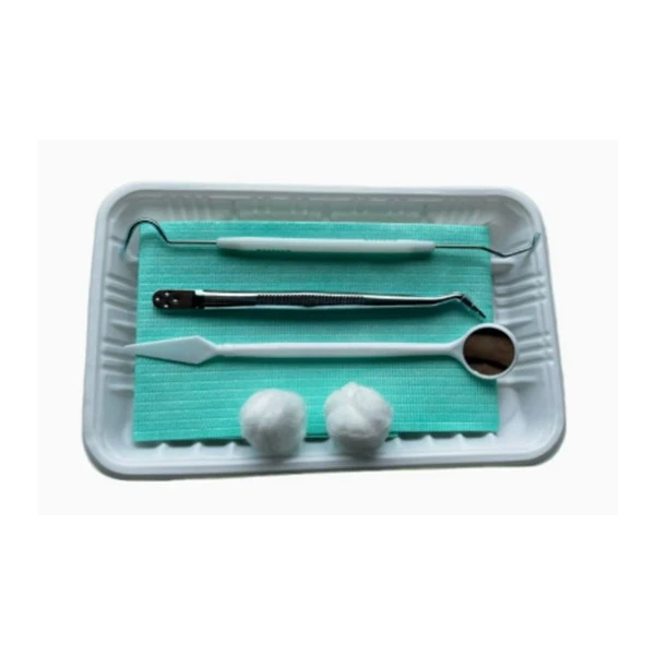 Kit de exame dentário descartável, pacote oral, pinça, espelho, sonda